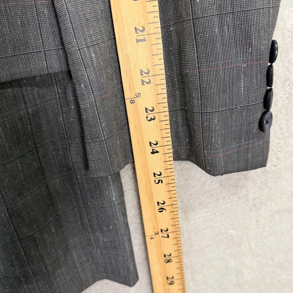 Vintage Hickey Freeman Mens 42R Bespoke Suit Gray Plaid Wool Silk Pants 36x30